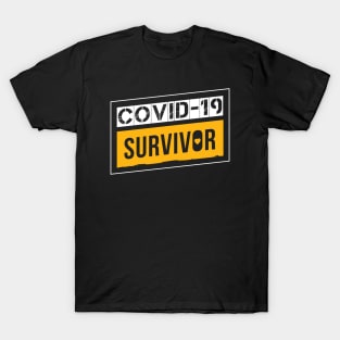 Coronavirus Covid-19 Survivor White / Yellow Design T-Shirt T-Shirt